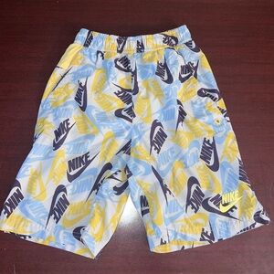 Nike Kids Blue and Yellow Swim Trunks